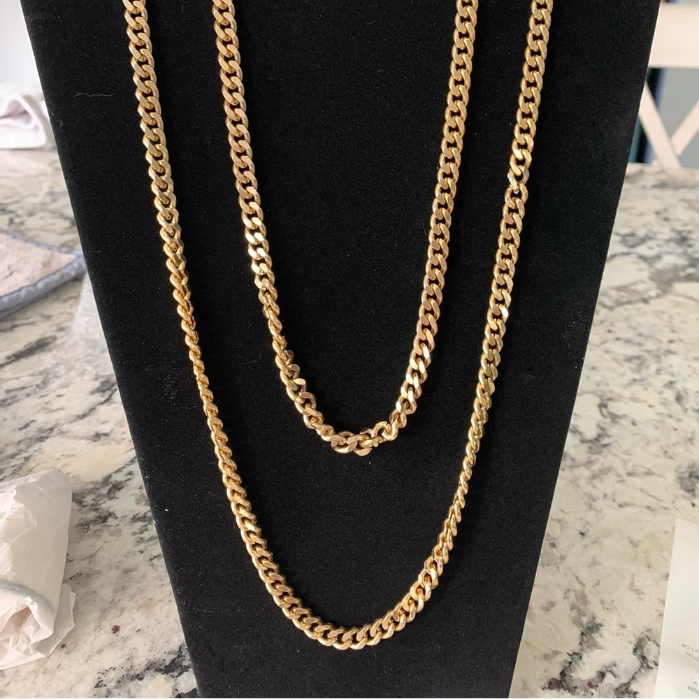 Vintage long‎ gold tone chain necklace